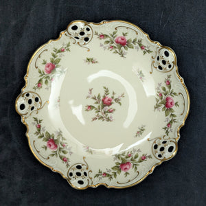 Antique Rosenthal Serving Set – Molière Moosrose Pattern, Perforated Gilt Plates (Germany), c. 1930 🌹👑🇩🇪