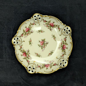 Antique Rosenthal Serving Set – Molière Moosrose Pattern, Perforated Gilt Plates (Germany), c. 1930 🌹👑🇩🇪