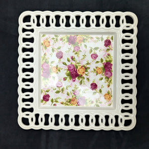 Royal Albert Pierced Platter – Old Country Roses, Perforated Edge (2002 Giftware), c. 2002 🌹👑
