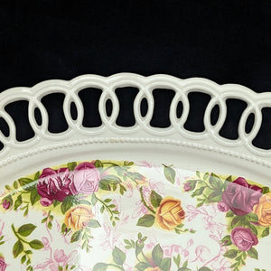 Royal Albert Oval Platter – Old Country Roses, Perforated Edge (2002 Giftware) 🌹👑