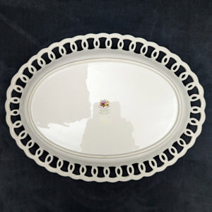 Royal Albert Oval Platter – Old Country Roses, Perforated Edge (2002 Giftware) 🌹👑