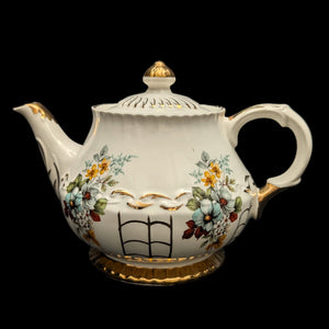 Ellgreave Genuine Ironstone Teapot by Wood & Sons (Mid-Century Modern Floral Grid), Circa 1950s 🇬🇧☕️⚜️