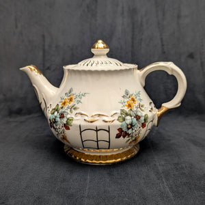 Ellgreave Genuine Ironstone Teapot by Wood & Sons (Mid-Century Modern Floral Grid), Circa 1950s 🇬🇧☕️⚜️