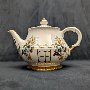 Ellgreave Genuine Ironstone Teapot by Wood & Sons (Mid-Century Modern Floral Grid), Circa 1950s 🇬🇧☕️⚜️