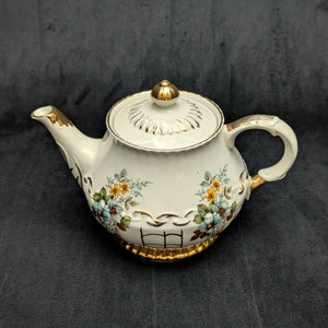 Ellgreave Genuine Ironstone Teapot by Wood & Sons (Mid-Century Modern Floral Grid), Circa 1950s 🇬🇧☕️⚜️