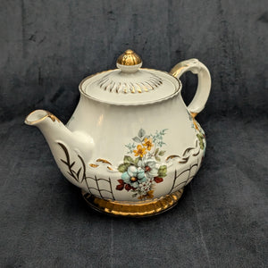 Ellgreave Genuine Ironstone Teapot by Wood & Sons (Mid-Century Modern Floral Grid), Circa 1950s 🇬🇧☕️⚜️