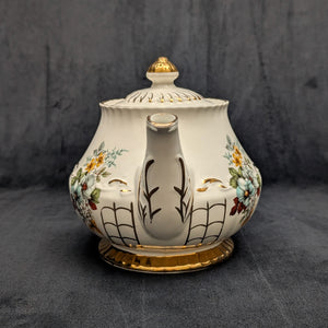 Ellgreave Genuine Ironstone Teapot by Wood & Sons (Mid-Century Modern Floral Grid), Circa 1950s 🇬🇧☕️⚜️