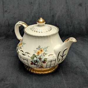 Ellgreave Genuine Ironstone Teapot by Wood & Sons (Mid-Century Modern Floral Grid), Circa 1950s 🇬🇧☕️⚜️