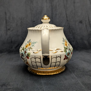 Ellgreave Genuine Ironstone Teapot by Wood & Sons (Mid-Century Modern Floral Grid), Circa 1950s 🇬🇧☕️⚜️