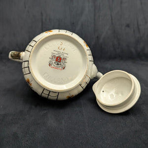 Ellgreave Genuine Ironstone Teapot by Wood & Sons (Mid-Century Modern Floral Grid), Circa 1950s 🇬🇧☕️⚜️