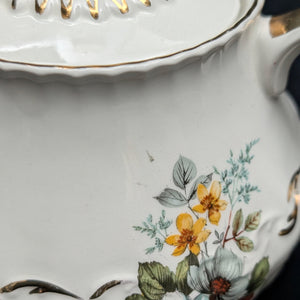 Ellgreave Genuine Ironstone Teapot by Wood & Sons (Mid-Century Modern Floral Grid), Circa 1950s 🇬🇧☕️⚜️