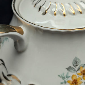 Ellgreave Genuine Ironstone Teapot by Wood & Sons (Mid-Century Modern Floral Grid), Circa 1950s 🇬🇧☕️⚜️