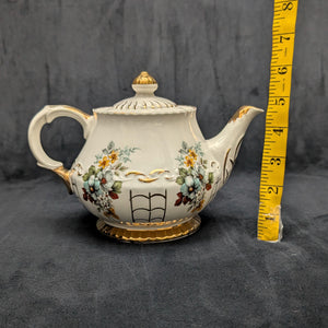 Ellgreave Genuine Ironstone Teapot by Wood & Sons (Mid-Century Modern Floral Grid), Circa 1950s 🇬🇧☕️⚜️