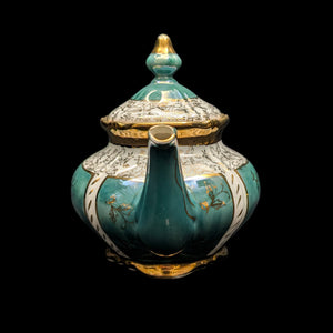 Mid-Century Demitasse Teapot (Turquoise Lusterware with Gilt Overlay), Circa 1950 🧿⚜️✨