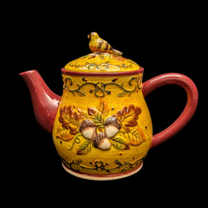 Bella Casa by Ganz Figural Bird Teapot (Autumn Harvest Ceramic), Circa 2000s 🍂🐦🍁