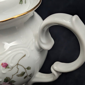 Wawel Fine Porcelain Teapot (Pink Rose Swag and Rococo Revival Molded Body), Circa 1970s 🇵🇱🌹⚜️