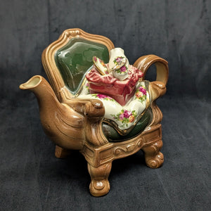 Royal Albert Autumn Chair Figural Teapot by Cardew Design (Old Country Roses Pattern), Circa 1990s 👑🪑🌹