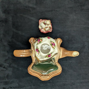 Royal Albert Autumn Chair Figural Teapot by Cardew Design (Old Country Roses Pattern), Circa 1990s 👑🪑🌹