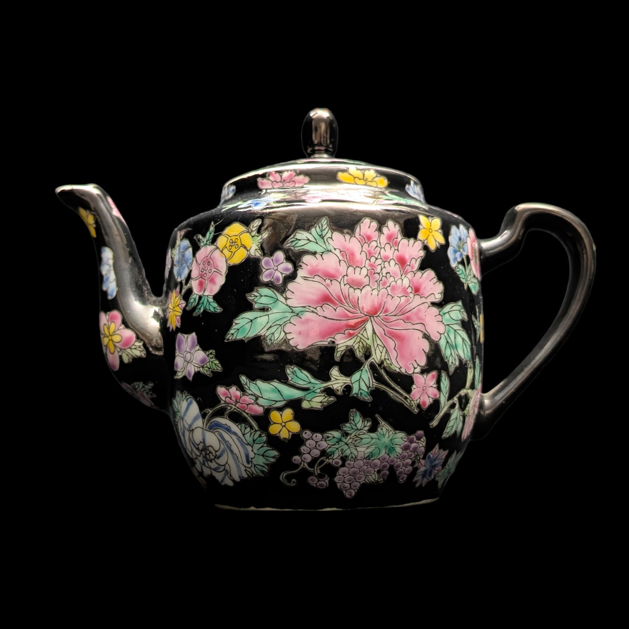 中国景德鎮  粉彩 茶入 煎茶道具  七十年代物 景德镇粉彩茶壶（手工珐琅彩花），约1970 年代🇨🇳🇳🇳⚫️ – Wall