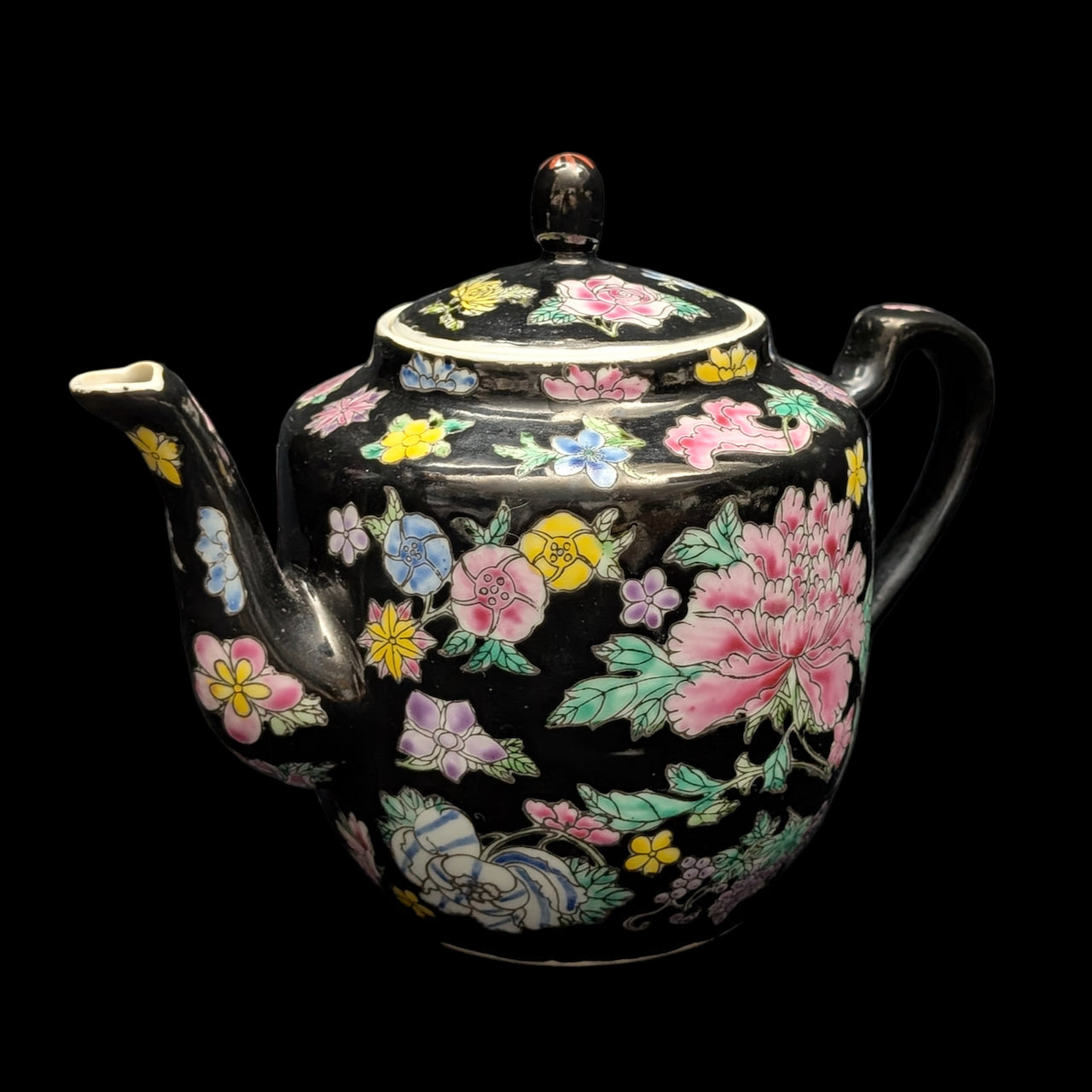 中国景德鎮  粉彩 茶入 煎茶道具  七十年代物 景德镇粉彩茶壶（手工珐琅彩花），约1970 年代🇨🇳🇳🇳⚫️ – Wall