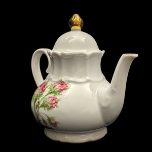 Product Listing: Bareuther Fine Porcelain Teapot (Pink Rose Decal Pattern 143), Bavaria, Circa 1960s 🇩🇪🌹⚜️