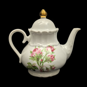 Product Listing: Bareuther Fine Porcelain Teapot (Pink Rose Decal Pattern 143), Bavaria, Circa 1960s 🇩🇪🌹⚜️