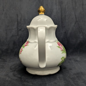 Product Listing: Bareuther Fine Porcelain Teapot (Pink Rose Decal Pattern 143), Bavaria, Circa 1960s 🇩🇪🌹⚜️