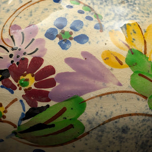 English Earthenware Teapot (Mottled Glaze with Hand-Painted Floral Decal), Circa 1940 🇬🇧🎨🏡