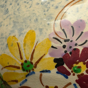 English Earthenware Teapot (Mottled Glaze with Hand-Painted Floral Decal), Circa 1940 🇬🇧🎨🏡
