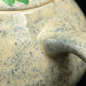 English Earthenware Teapot (Mottled Glaze with Hand-Painted Floral Decal), Circa 1940 🇬🇧🎨🏡