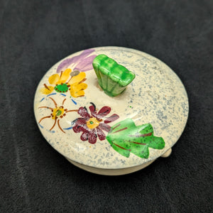 English Earthenware Teapot (Mottled Glaze with Hand-Painted Floral Decal), Circa 1940 🇬🇧🎨🏡