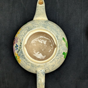 English Earthenware Teapot (Mottled Glaze with Hand-Painted Floral Decal), Circa 1940 🇬🇧🎨🏡