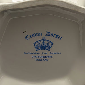 Crown Dorset Fine Ceramic Teapot (Square, Pink Rose & Lilac Bouquet), Staffordshire, Circa 1970s 🇬🇧🌹⚜️