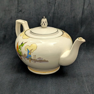 Tams Ware Earthenware Teapot (Venetia Art Deco Sailboat Pattern 1649), Circa 1930s ⛵️🇬🇧🎨