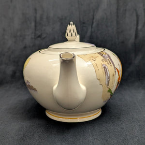 Tams Ware Earthenware Teapot (Venetia Art Deco Sailboat Pattern 1649), Circa 1930s ⛵️🇬🇧🎨