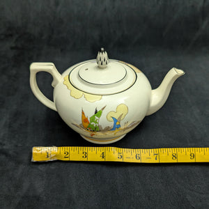 Tams Ware Earthenware Teapot (Venetia Art Deco Sailboat Pattern 1649), Circa 1930s ⛵️🇬🇧🎨