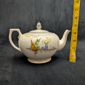 Tams Ware Earthenware Teapot (Venetia Art Deco Sailboat Pattern 1649), Circa 1930s ⛵️🇬🇧🎨