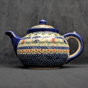 Vena Polish Stoneware Teapot (Hand-Painted Artisan Signature Ewa Baran), Christmas Pattern 🇵🇱🎄💙