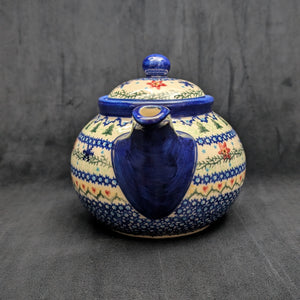 Vena Polish Stoneware Teapot (Hand-Painted Artisan Signature Ewa Baran), Christmas Pattern 🇵🇱🎄💙