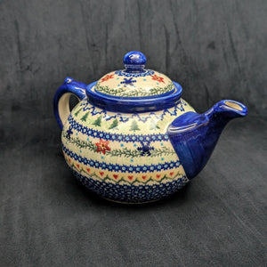 Vena Polish Stoneware Teapot (Hand-Painted Artisan Signature Ewa Baran), Christmas Pattern 🇵🇱🎄💙