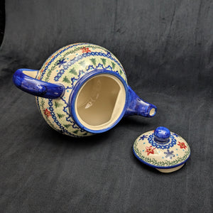 Vena Polish Stoneware Teapot (Hand-Painted Artisan Signature Ewa Baran), Christmas Pattern 🇵🇱🎄💙
