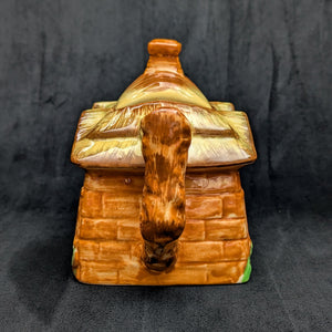 Japanese Figural Cottage Teapot (Thatched Roof and Branch Handle, Attributed Occupied Japan), Circa 1940s 🏡🇯🇵🎨