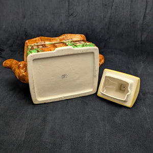 Japanese Figural Cottage Teapot (Thatched Roof and Branch Handle, Attributed Occupied Japan), Circa 1940s 🏡🇯🇵🎨