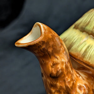 Japanese Figural Cottage Teapot (Thatched Roof and Branch Handle, Attributed Occupied Japan), Circa 1940s 🏡🇯🇵🎨