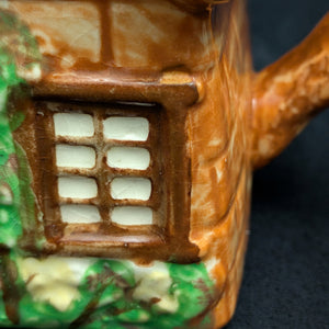 Japanese Figural Cottage Teapot (Thatched Roof and Branch Handle, Attributed Occupied Japan), Circa 1940s 🏡🇯🇵🎨