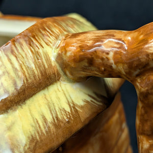 Japanese Figural Cottage Teapot (Thatched Roof and Branch Handle, Attributed Occupied Japan), Circa 1940s 🏡🇯🇵🎨