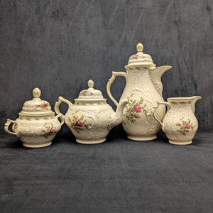 Rosenthal Sanssouci 10 Rosen Four-Piece Tea Service (Molded Rococo Revival Porcelain), Circa 1960s 🇩🇪👑🌹