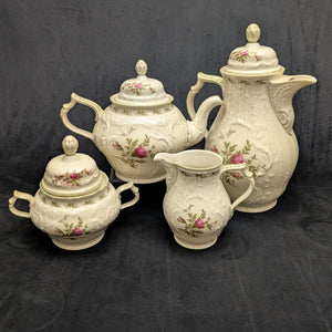 Rosenthal Sanssouci 10 Rosen Four-Piece Tea Service (Molded Rococo Revival Porcelain), Circa 1960s 🇩🇪👑🌹