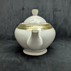 Norishega Fine Porcelain Teapot Pair (24K Gold & Geometric Band Collection), Circa 1960s 🇯🇵✨⚜️