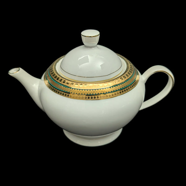 Norishega Fine Porcelain Teapot Pair (24K Gold & Geometric Band Collection), Circa 1960s 🇯🇵✨⚜️